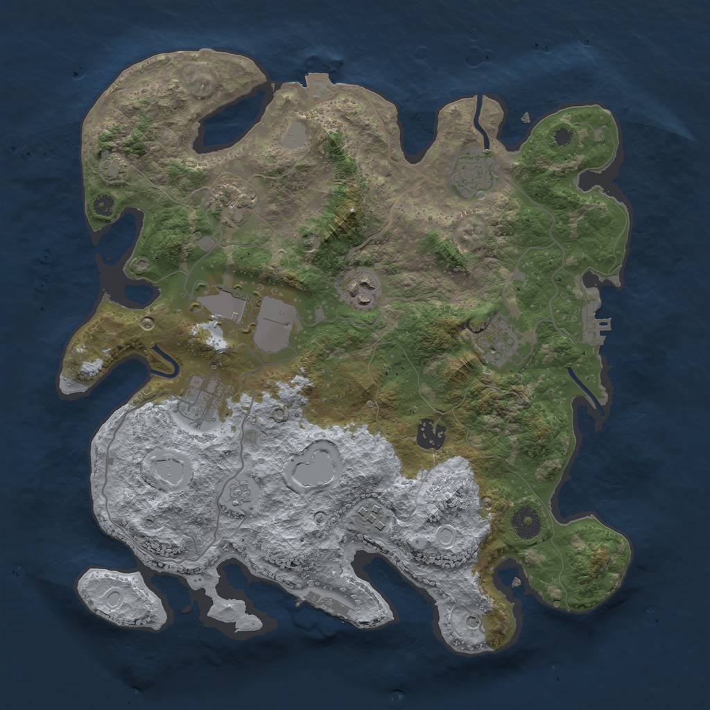 Rust Map: Procedural Map, Size: 3500, Seed: 30279, 16 Monuments