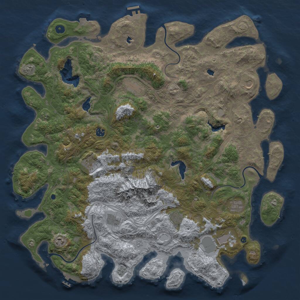 Rust Map: Procedural Map, Size: 5000, Seed: 2039749515, 16 Monuments