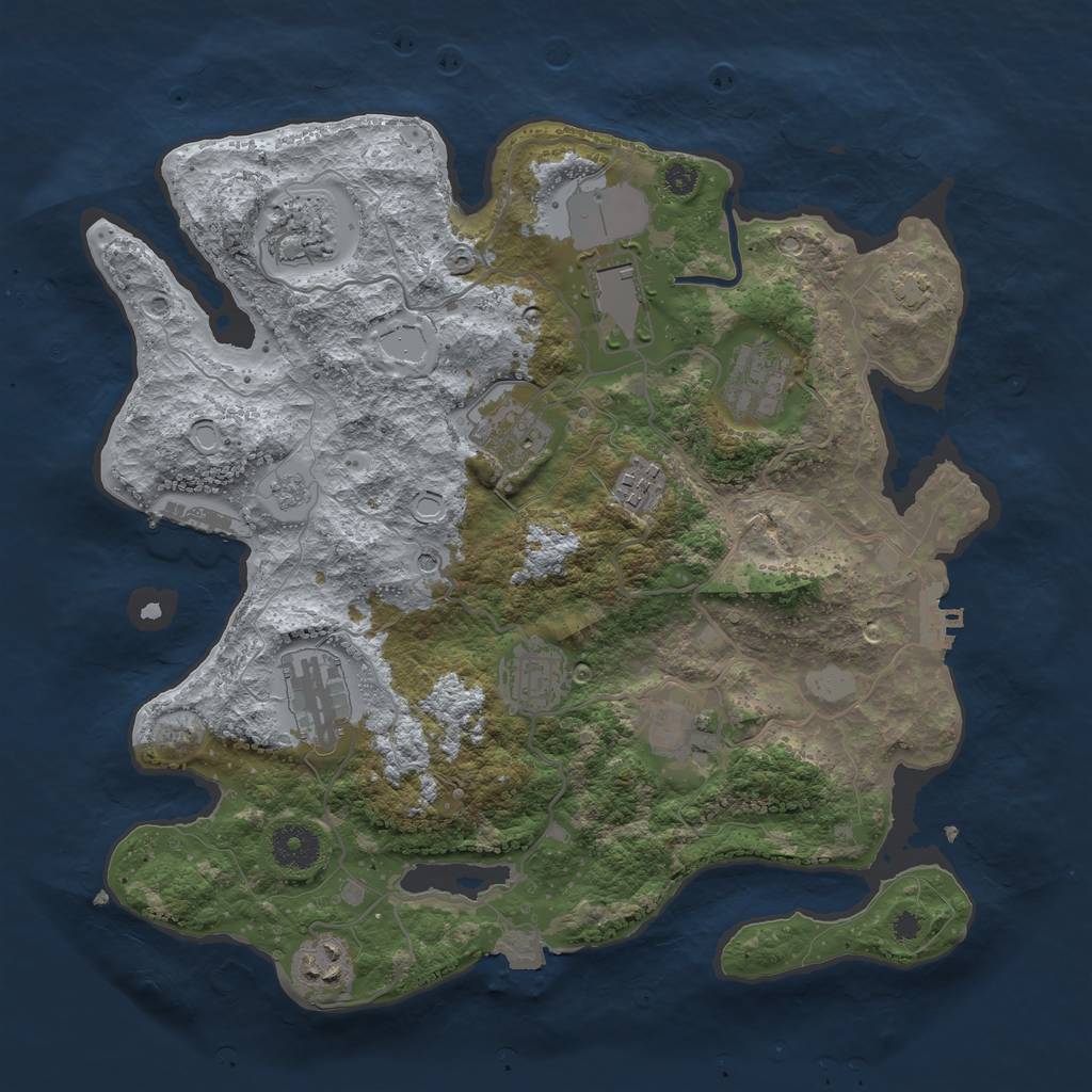 Rust Map: Procedural Map, Size: 3500, Seed: 32145, 17 Monuments