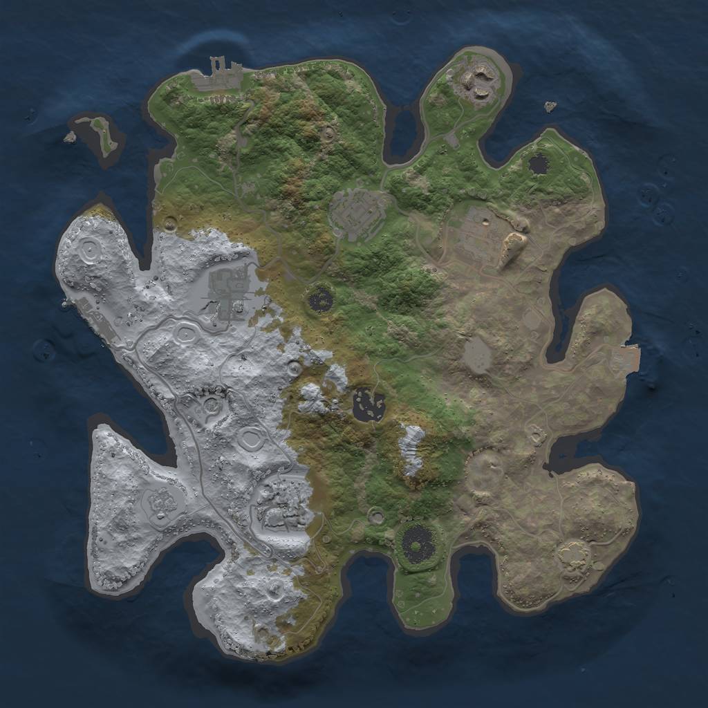 Rust Map: Procedural Map, Size: 3000, Seed: 1900879342, 14 Monuments