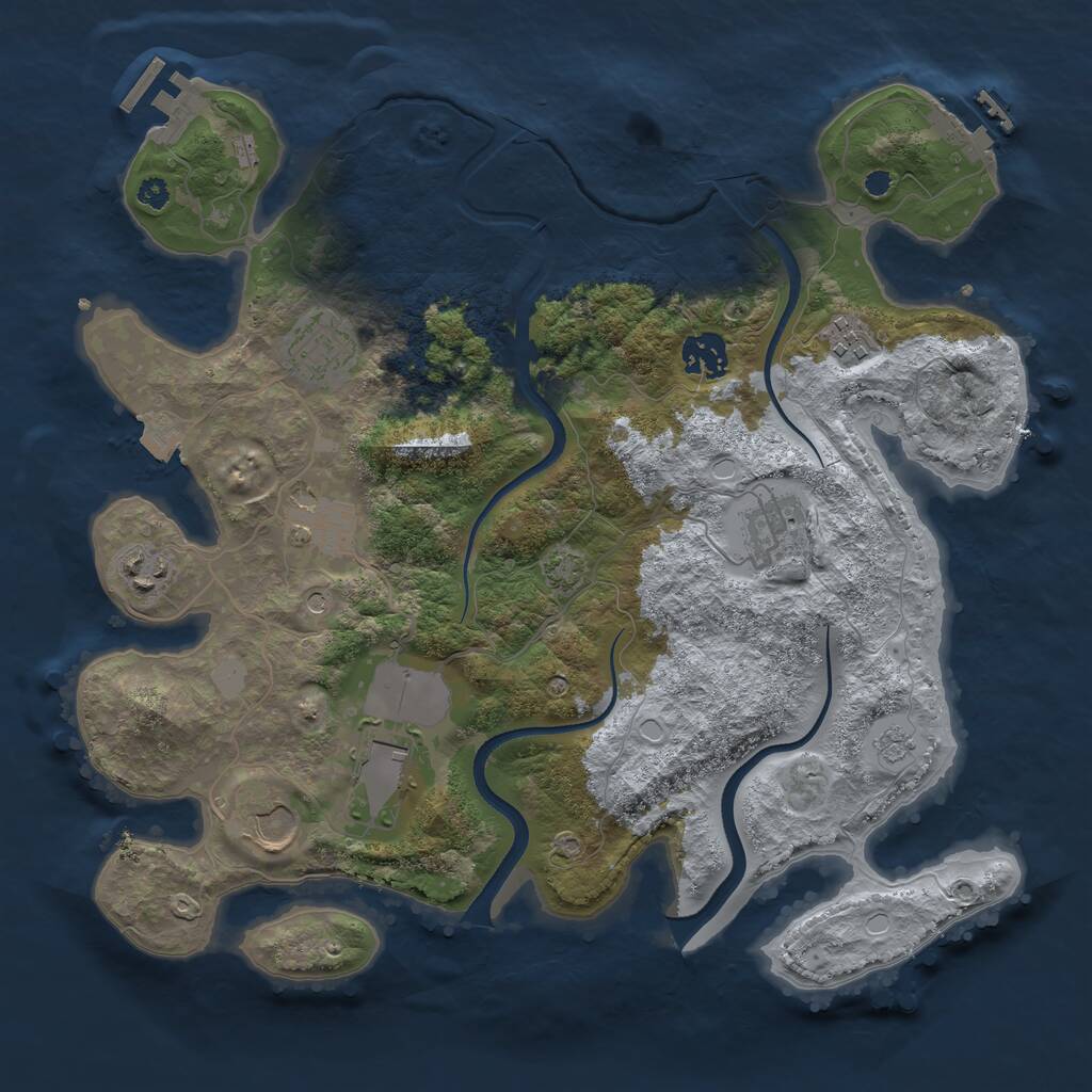 Rust Map: Procedural Map, Size: 3500, Seed: 1097512429, 14 Monuments