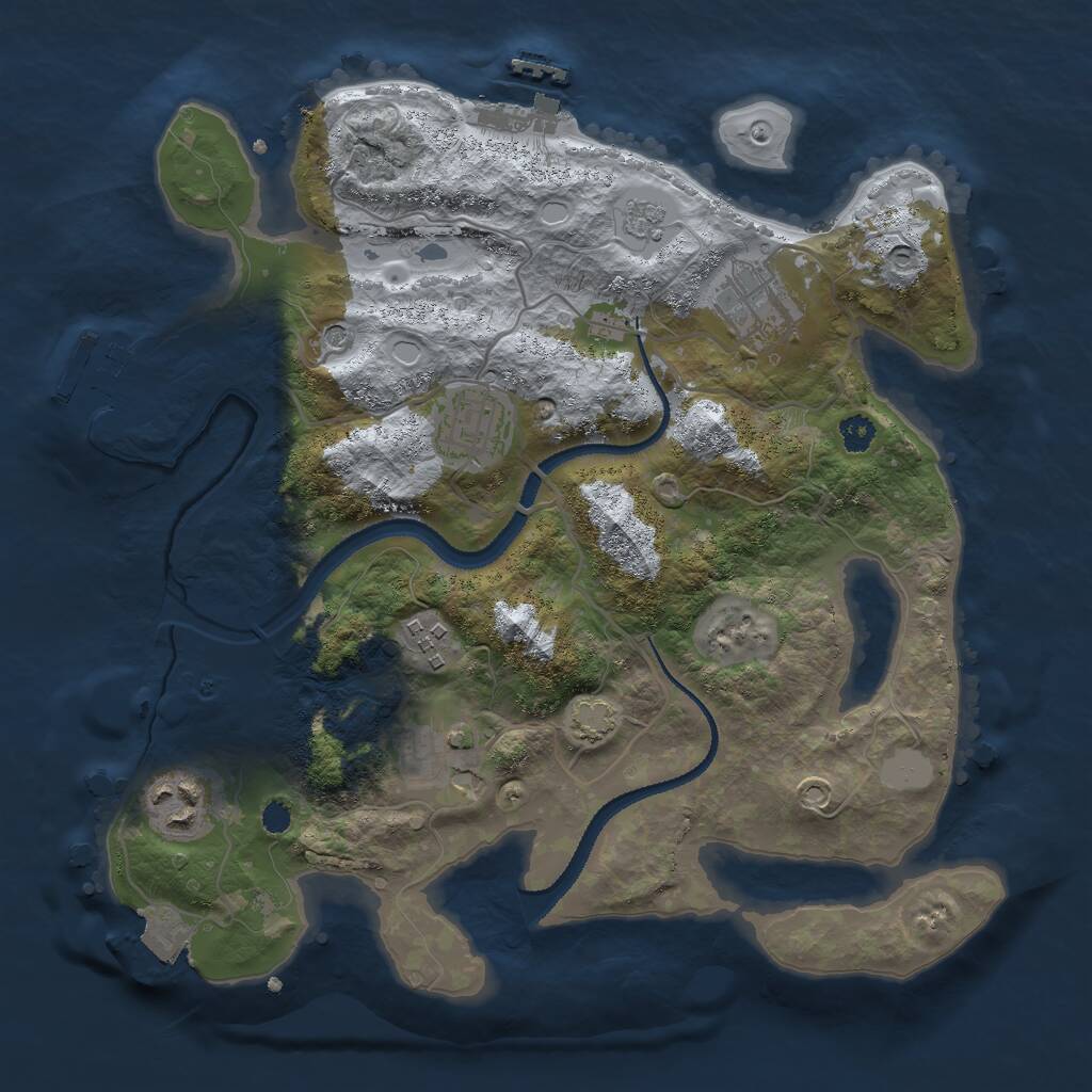 Rust Map: Procedural Map, Size: 3000, Seed: 927064547, 11 Monuments