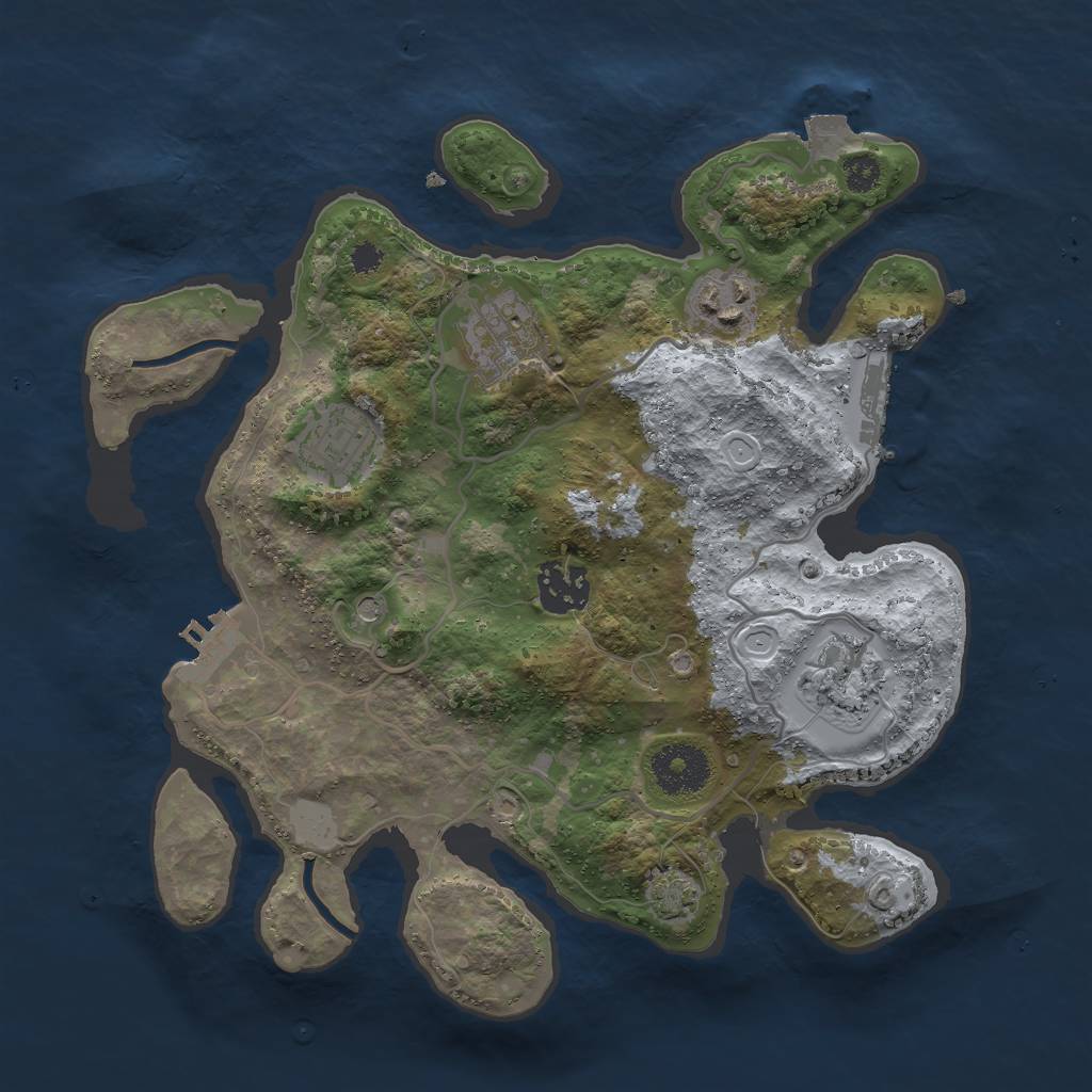 Rust Map: Procedural Map, Size: 3000, Seed: 745234, 12 Monuments
