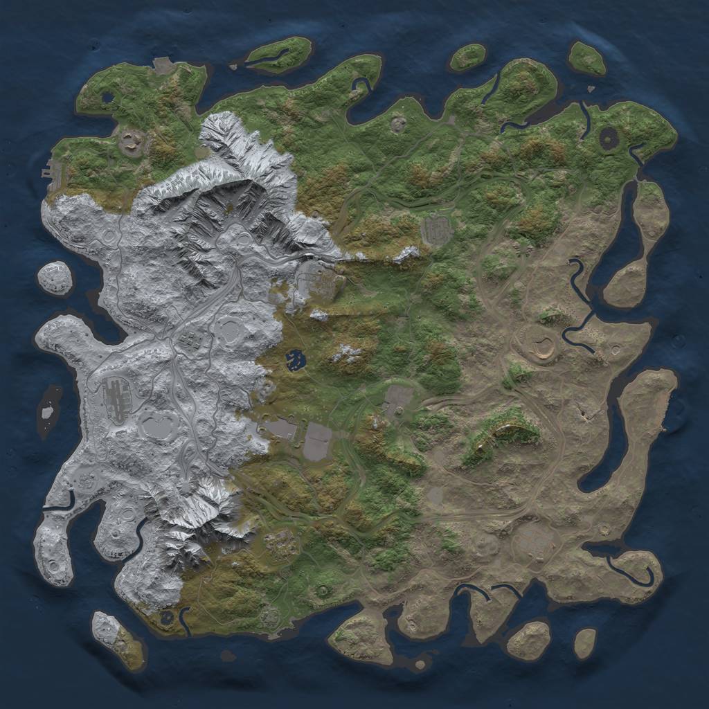 Rust Map: Procedural Map, Size: 5000, Seed: 3405168, 19 Monuments