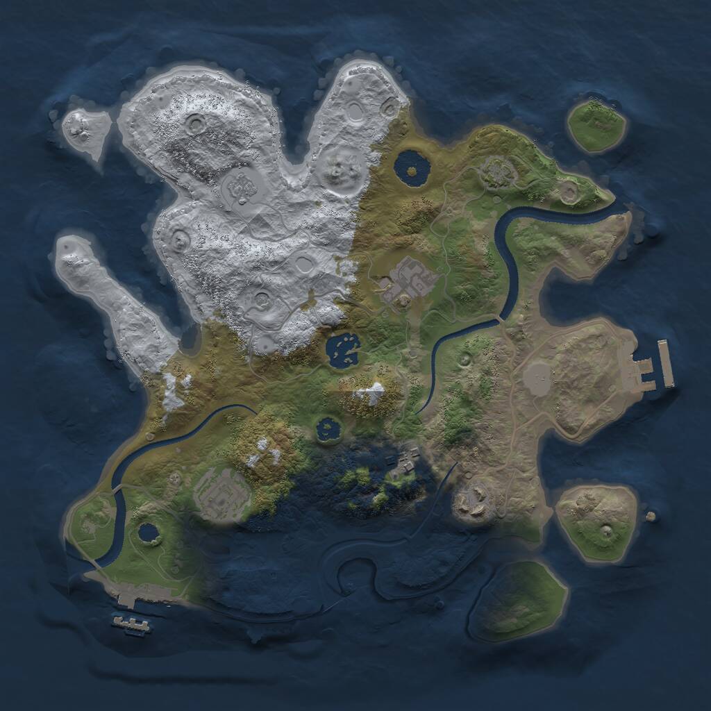Rust Map: Procedural Map, Size: 3000, Seed: 591558571, 11 Monuments