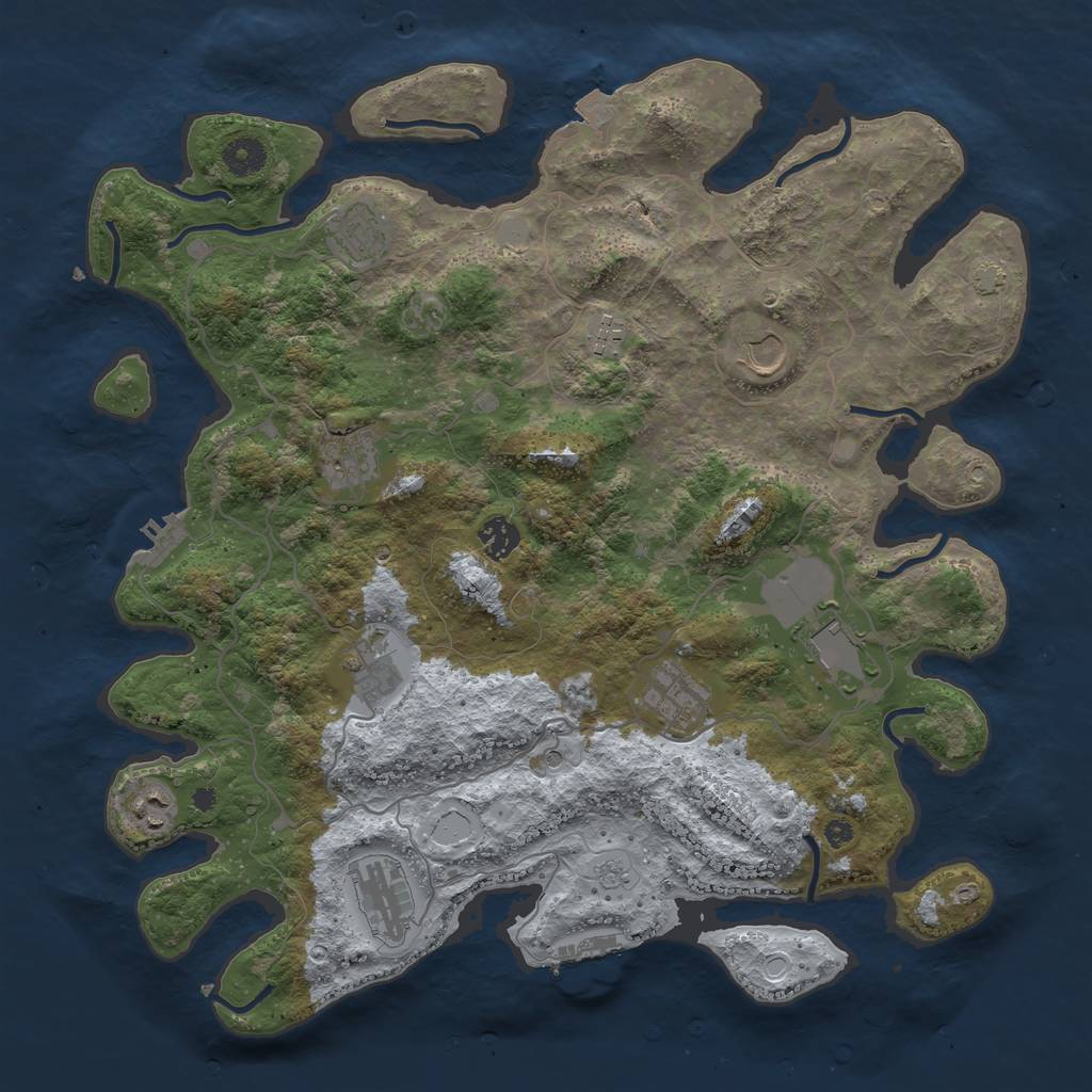Rust Map: Procedural Map, Size: 4000, Seed: 541145662, 18 Monuments