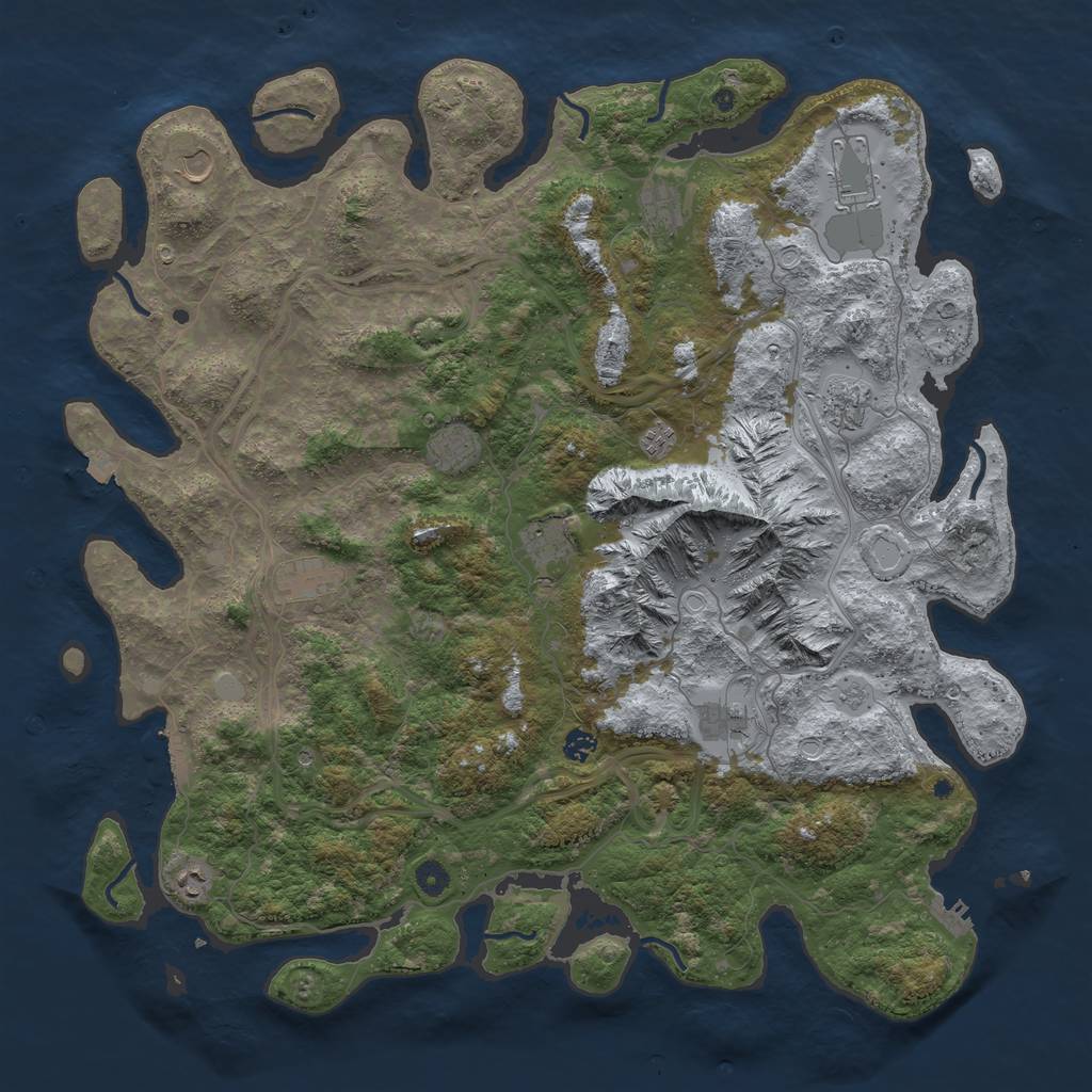 Rust Map: Procedural Map, Size: 5000, Seed: 345303583, 19 Monuments