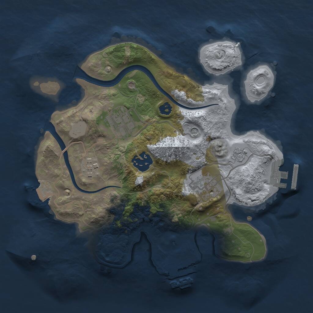 Rust Map: Procedural Map, Size: 2500, Seed: 5418, 9 Monuments