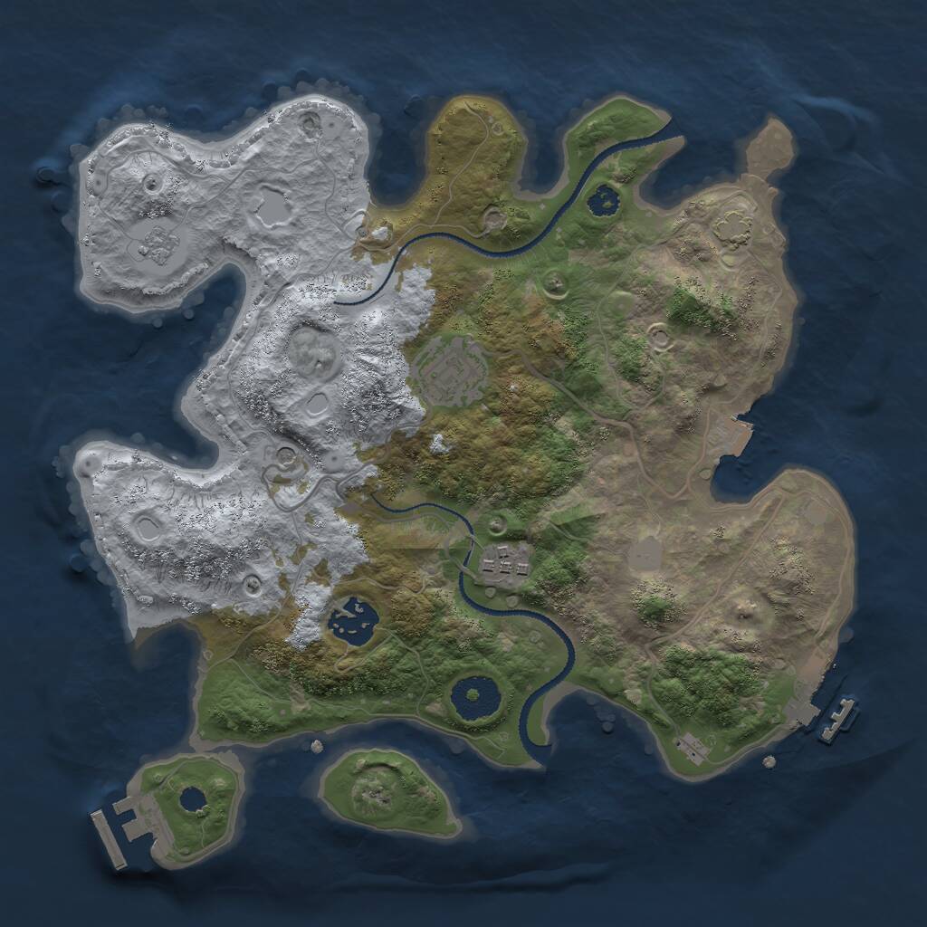 Rust Map: Procedural Map, Size: 3000, Seed: 401617292, 9 Monuments