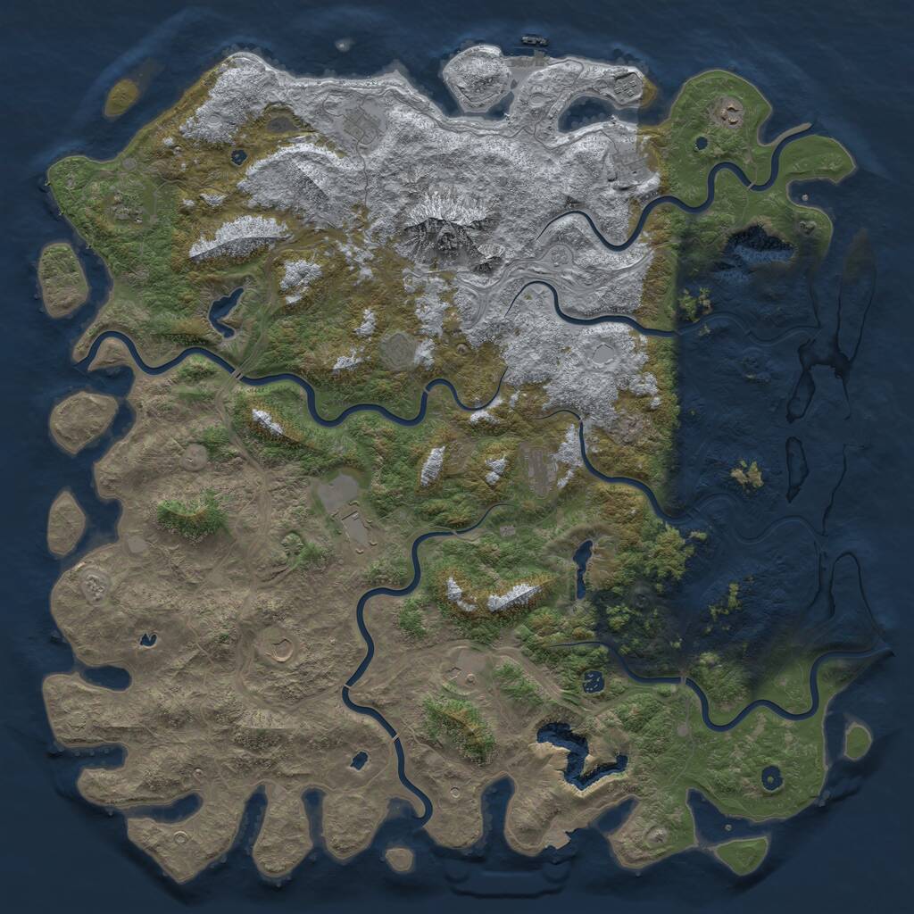Rust Map: Procedural Map, Size: 6000, Seed: 419675778, 17 Monuments