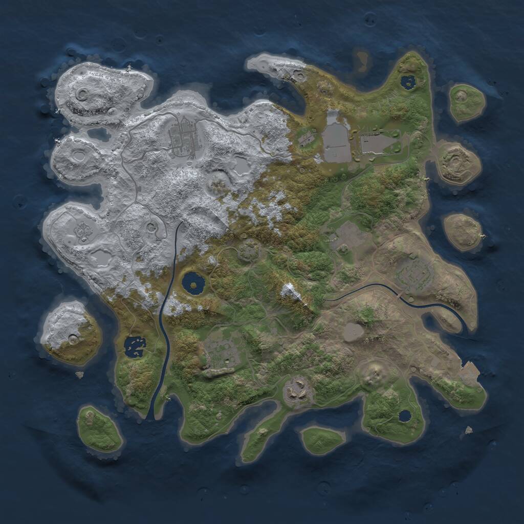 Rust Map: Procedural Map, Size: 3500, Seed: 1979121415, 11 Monuments