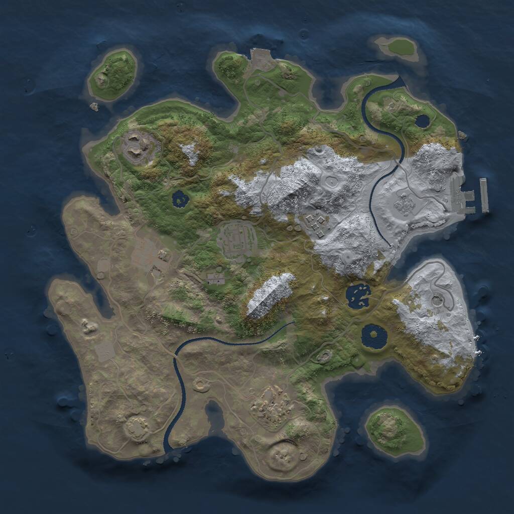 Rust Map: Procedural Map, Size: 3000, Seed: 627676439, 11 Monuments