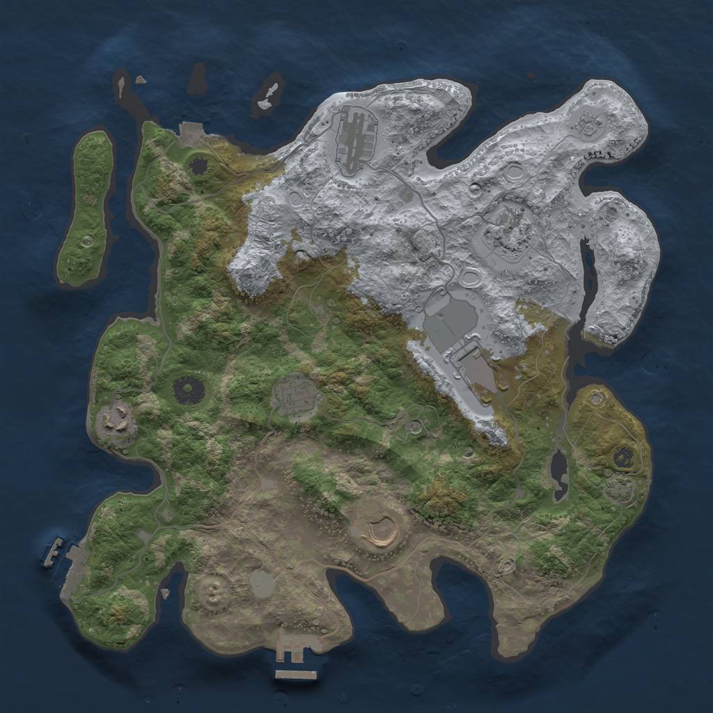 Rust Map: Procedural Map, Size: 3500, Seed: 1093634813, 14 Monuments