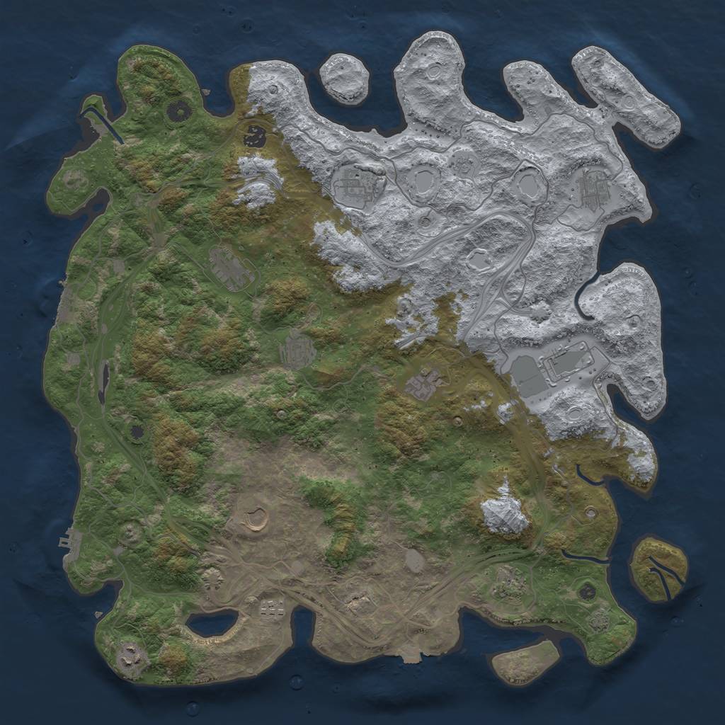 Rust Map: Procedural Map, Size: 4700, Seed: 1860156200, 19 Monuments