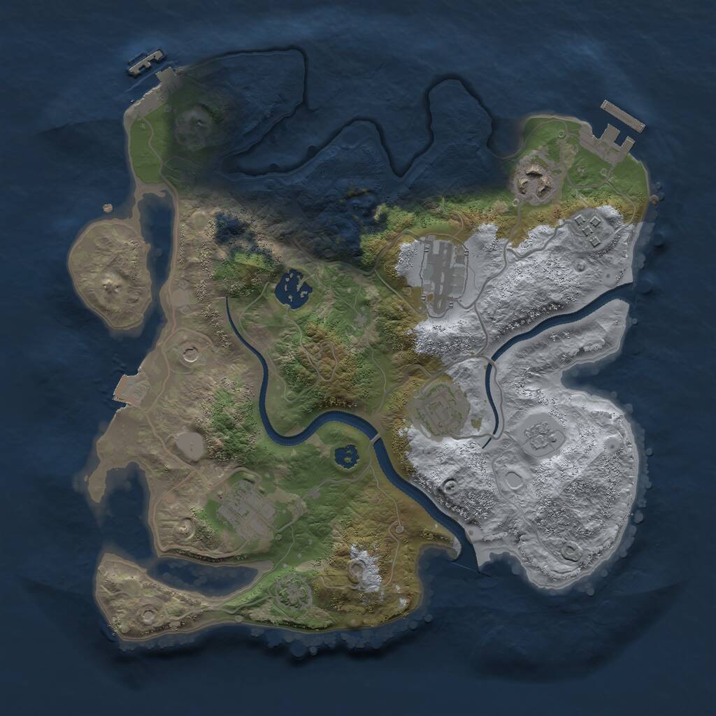 Rust Map: Procedural Map, Size: 3000, Seed: 2573490, 12 Monuments