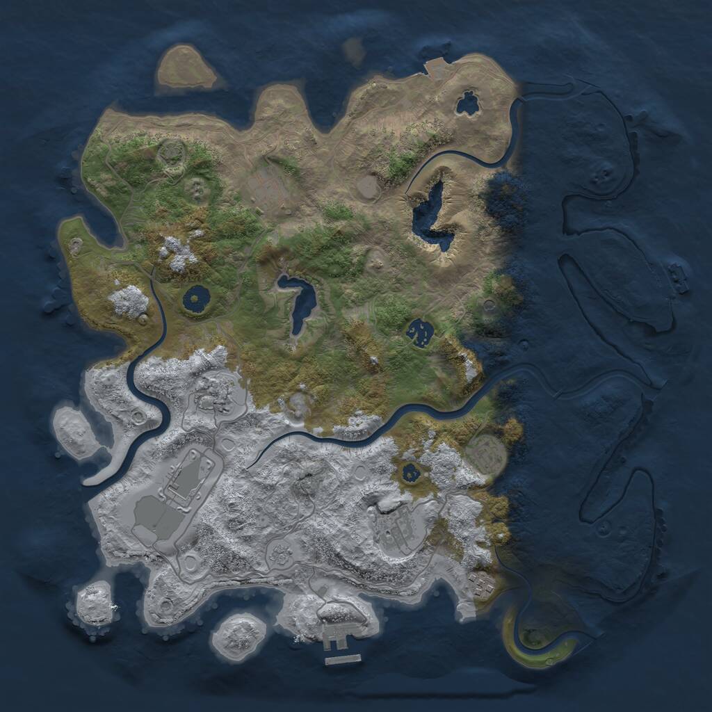 Rust Map: Procedural Map, Size: 4000, Seed: 1754384918, 13 Monuments