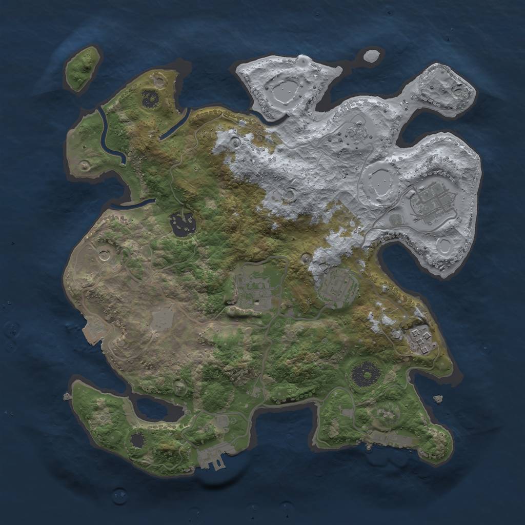 Rust Map: Procedural Map, Size: 3000, Seed: 6170842, 12 Monuments