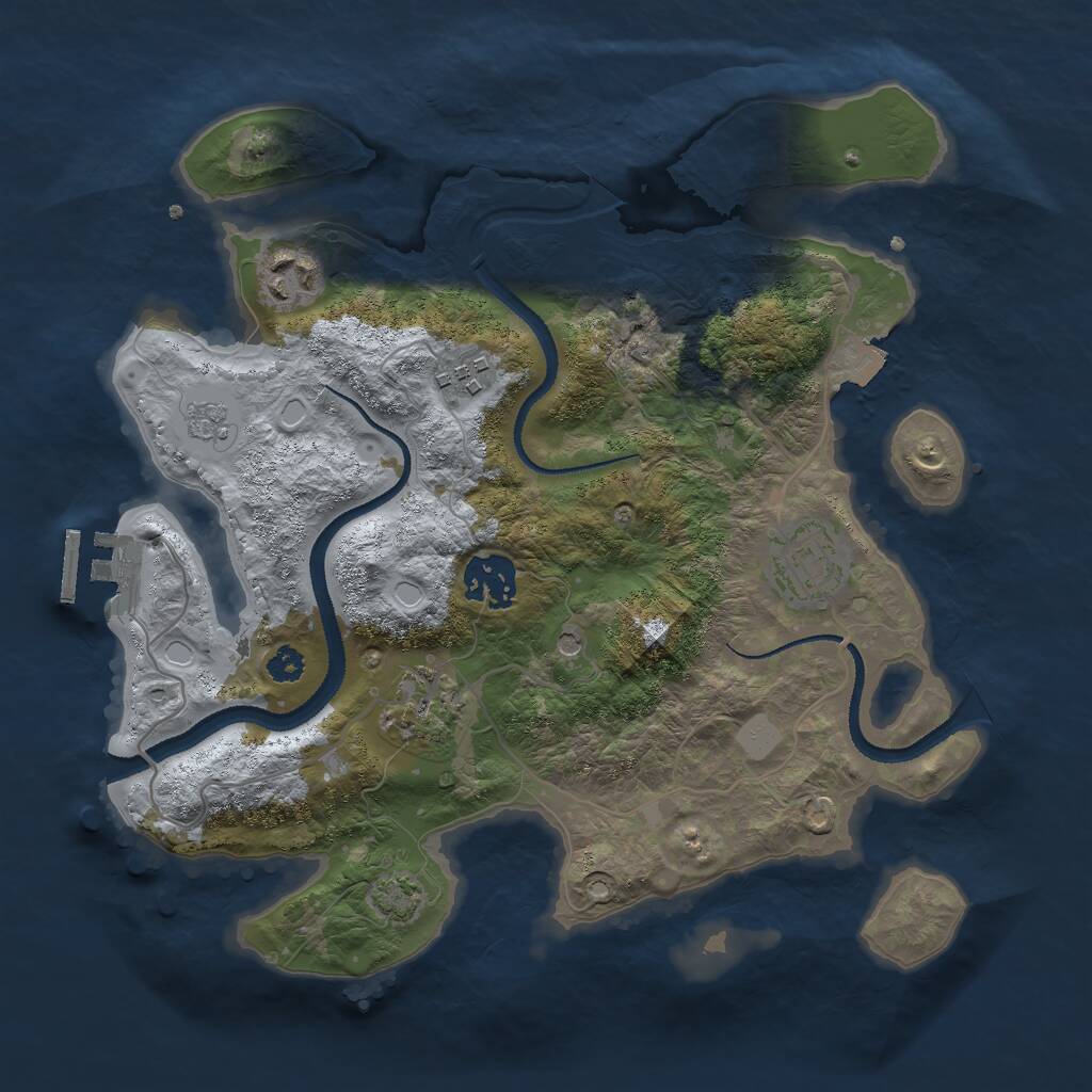 Rust Map: Procedural Map, Size: 3000, Seed: 1917876691, 10 Monuments