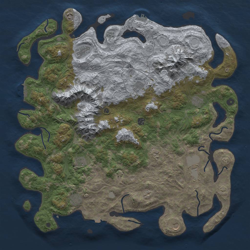 Rust Map: Procedural Map, Size: 5000, Seed: 564479977, 19 Monuments