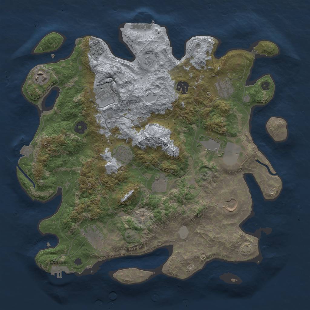 Rust Map: Procedural Map, Size: 3700, Seed: 738226964, 18 Monuments