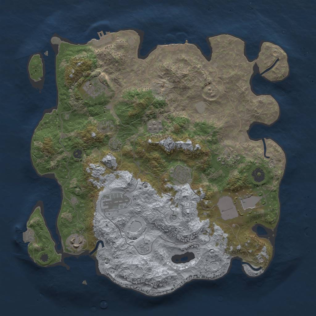 Rust Map: Procedural Map, Size: 3500, Seed: 23001636, 15 Monuments