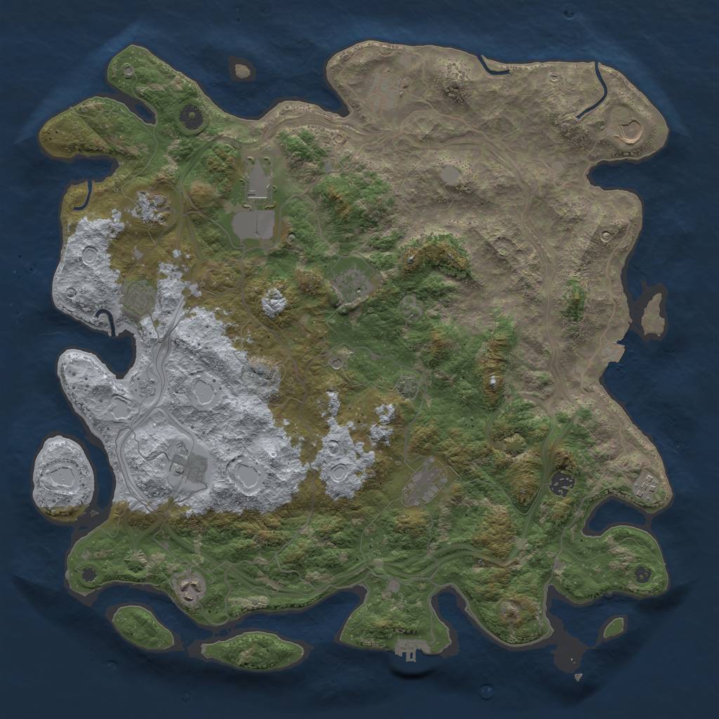 Rust Map: Procedural Map, Size: 4500, Seed: 397819501, 18 Monuments