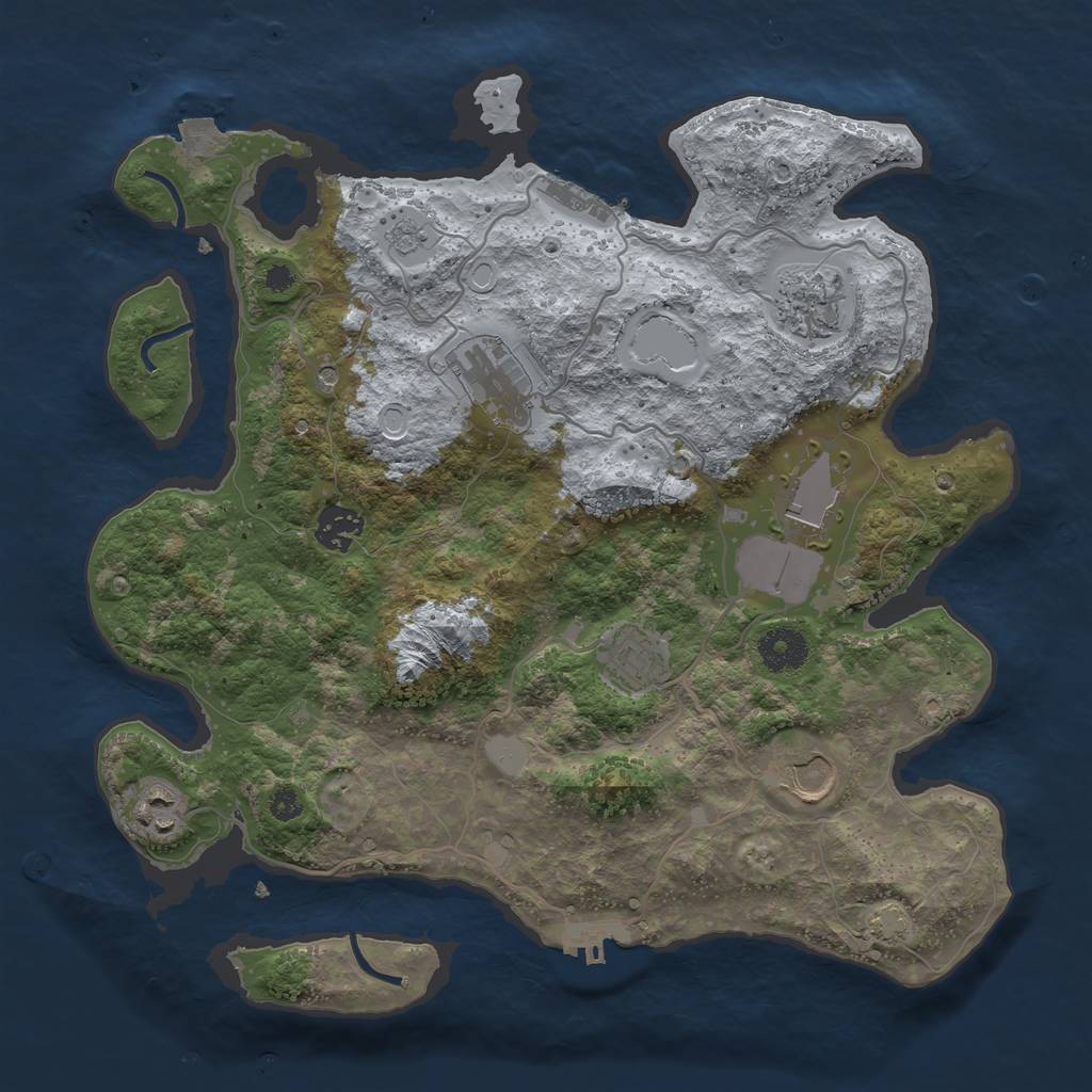 Rust Map: Procedural Map, Size: 3500, Seed: 595334614, 15 Monuments