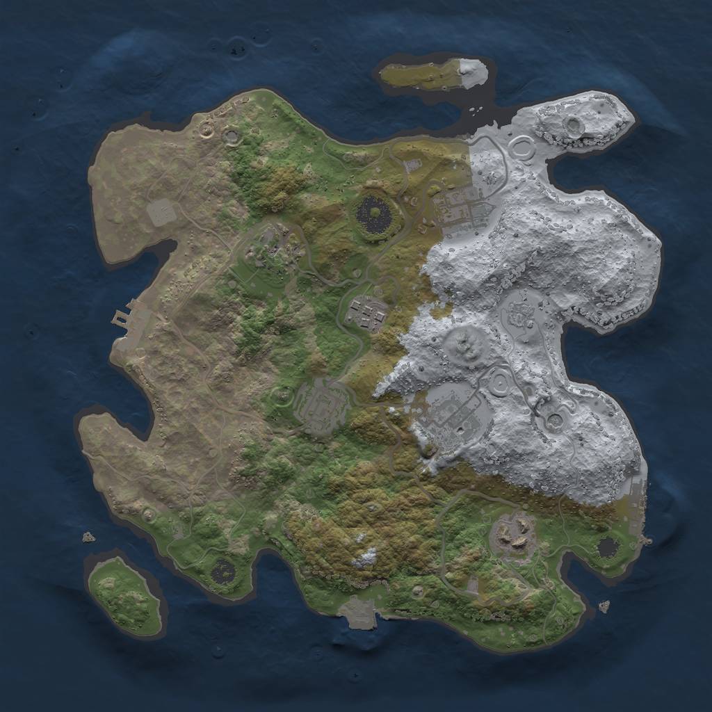 Rust Map: Procedural Map, Size: 3000, Seed: 2007074278, 13 Monuments