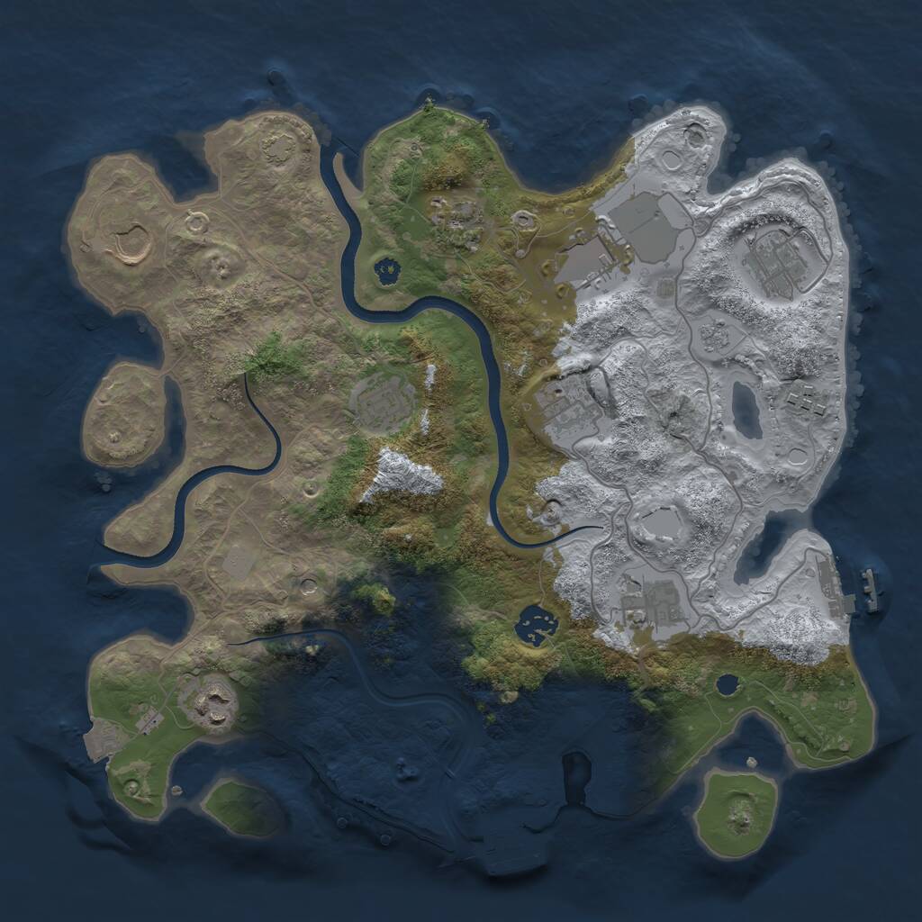 Rust Map: Procedural Map, Size: 3500, Seed: 1098336598, 16 Monuments