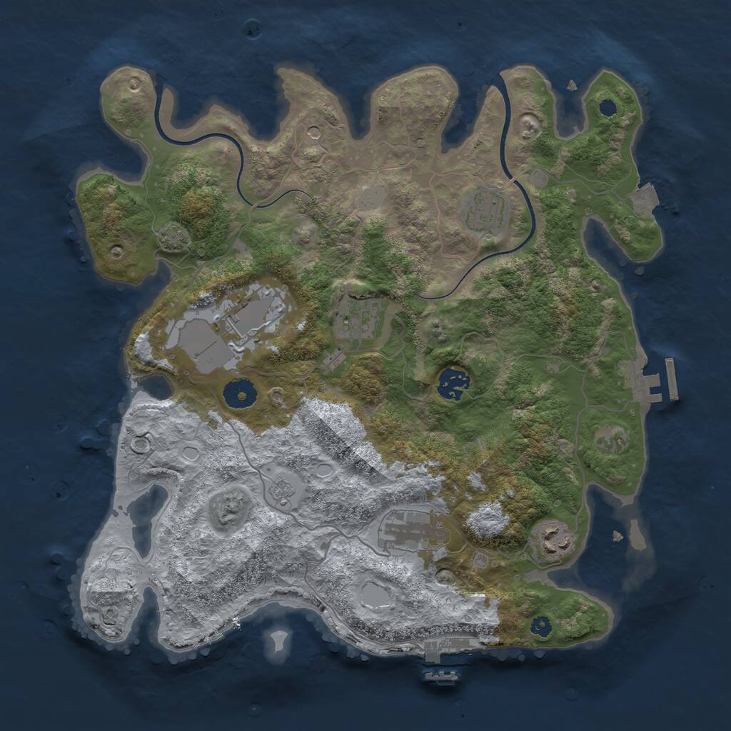 Rust Map: Procedural Map, Size: 3500, Seed: 1787942177, 12 Monuments