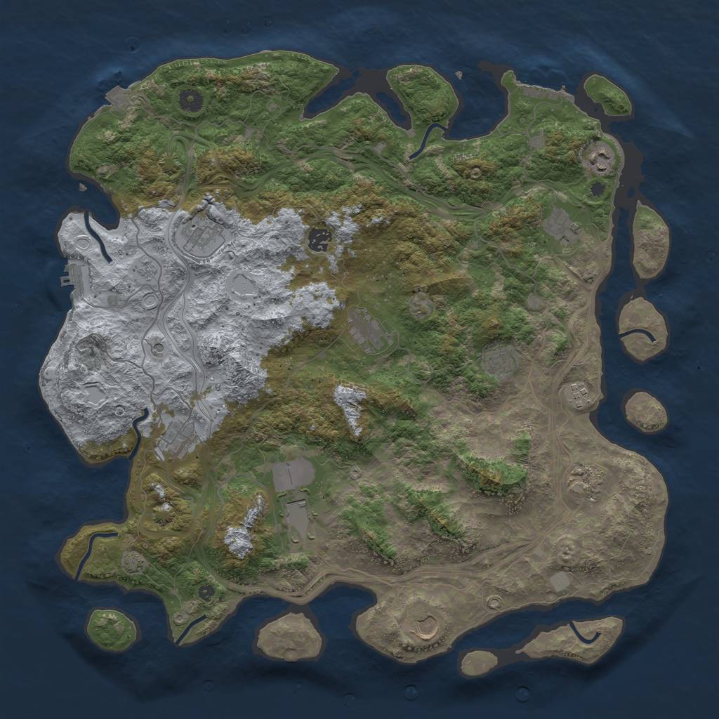 Rust Map: Procedural Map, Size: 4500, Seed: 199425882, 19 Monuments