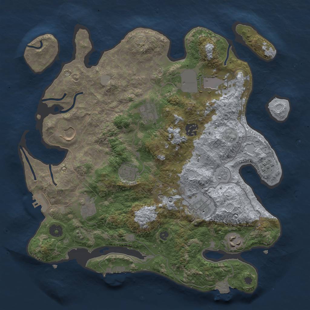 Rust Map: Procedural Map, Size: 3500, Seed: 689120634, 17 Monuments