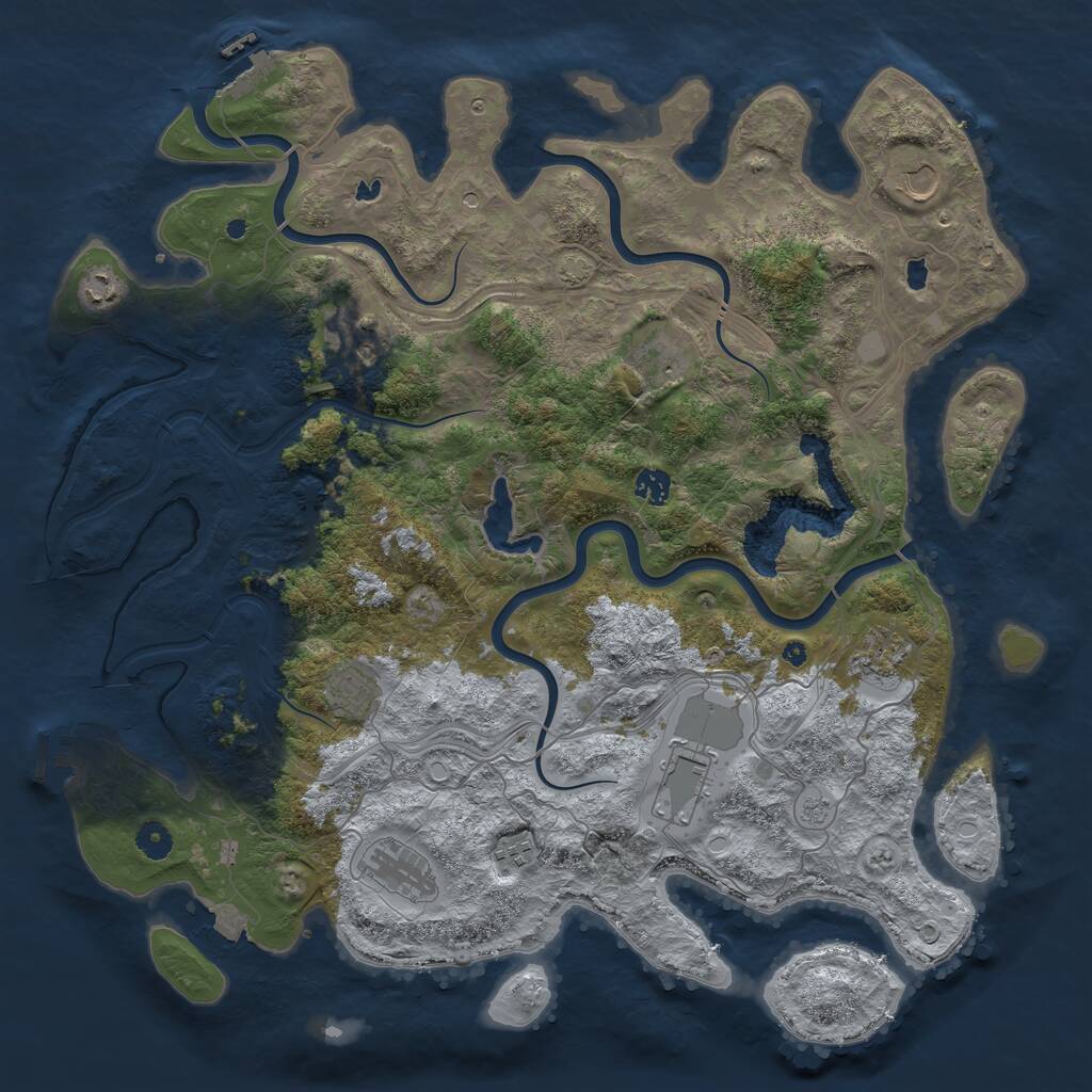 Rust Map: Procedural Map, Size: 4500, Seed: 1940217200, 16 Monuments