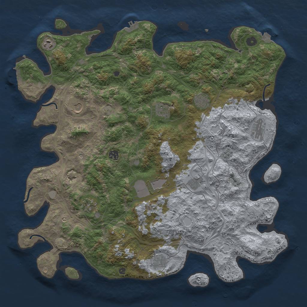 Rust Map: Procedural Map, Size: 4600, Seed: 800553236, 19 Monuments