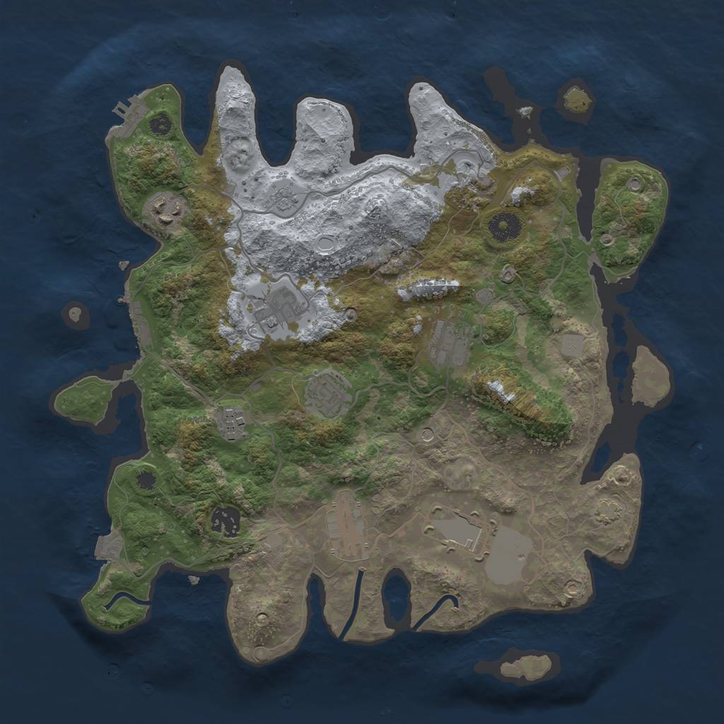 Rust Map: Procedural Map, Size: 3500, Seed: 209399240, 17 Monuments