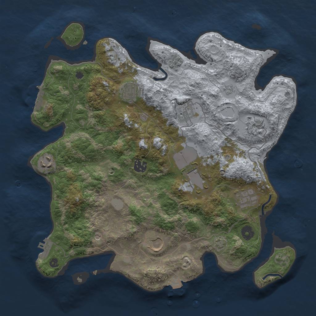 Rust Map: Procedural Map, Size: 3500, Seed: 546964864, 17 Monuments