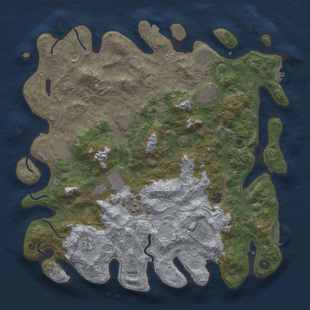Rust Map: Procedural Map, Size: 4500, Seed: 1938137684, 19 Monuments