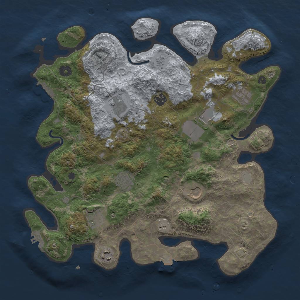 Rust Map: Procedural Map, Size: 3700, Seed: 25255, 16 Monuments