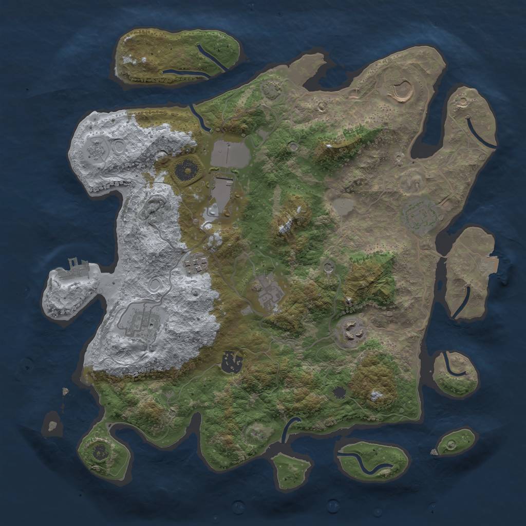 Rust Map: Procedural Map, Size: 3600, Seed: 4229708, 15 Monuments