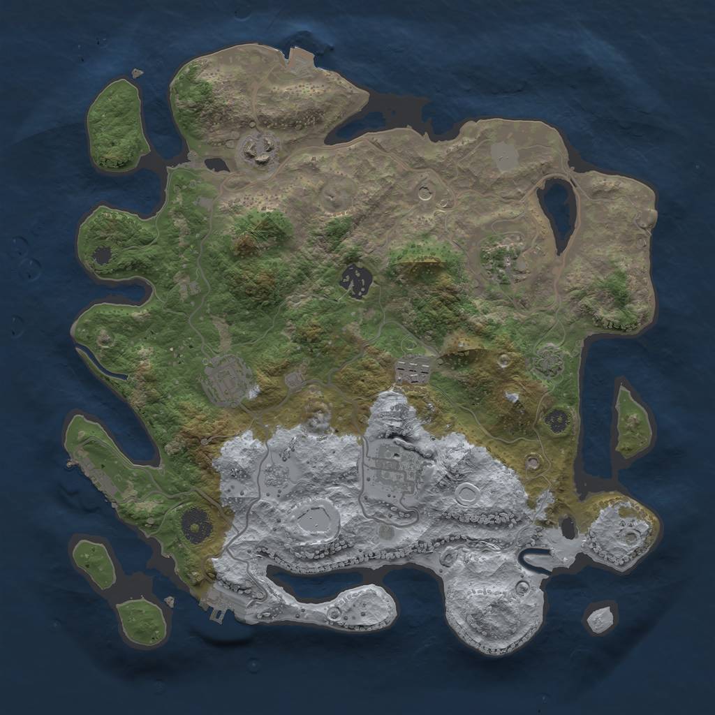 Rust Map: Procedural Map, Size: 3300, Seed: 1997757248, 14 Monuments