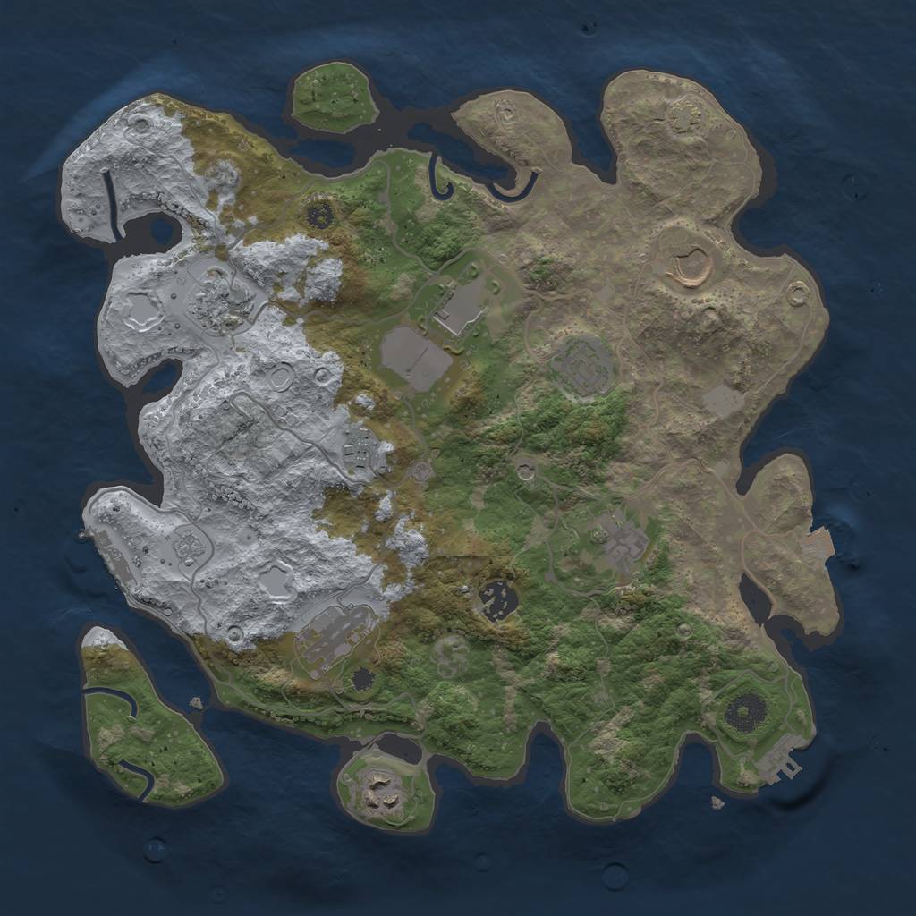 Rust Map: Procedural Map, Size: 3500, Seed: 345674, 17 Monuments