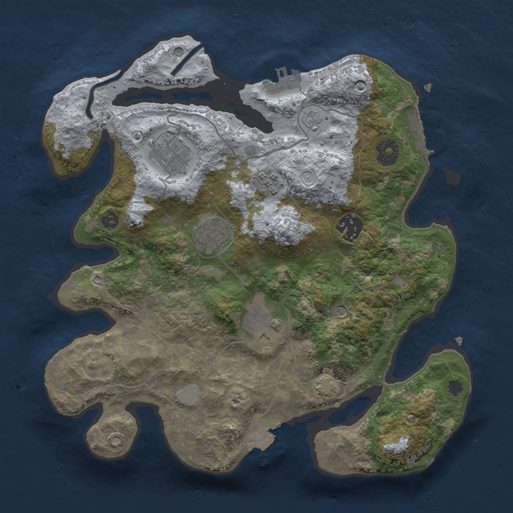 Rust Map: Procedural Map, Size: 3000, Seed: 2034805549, 13 Monuments