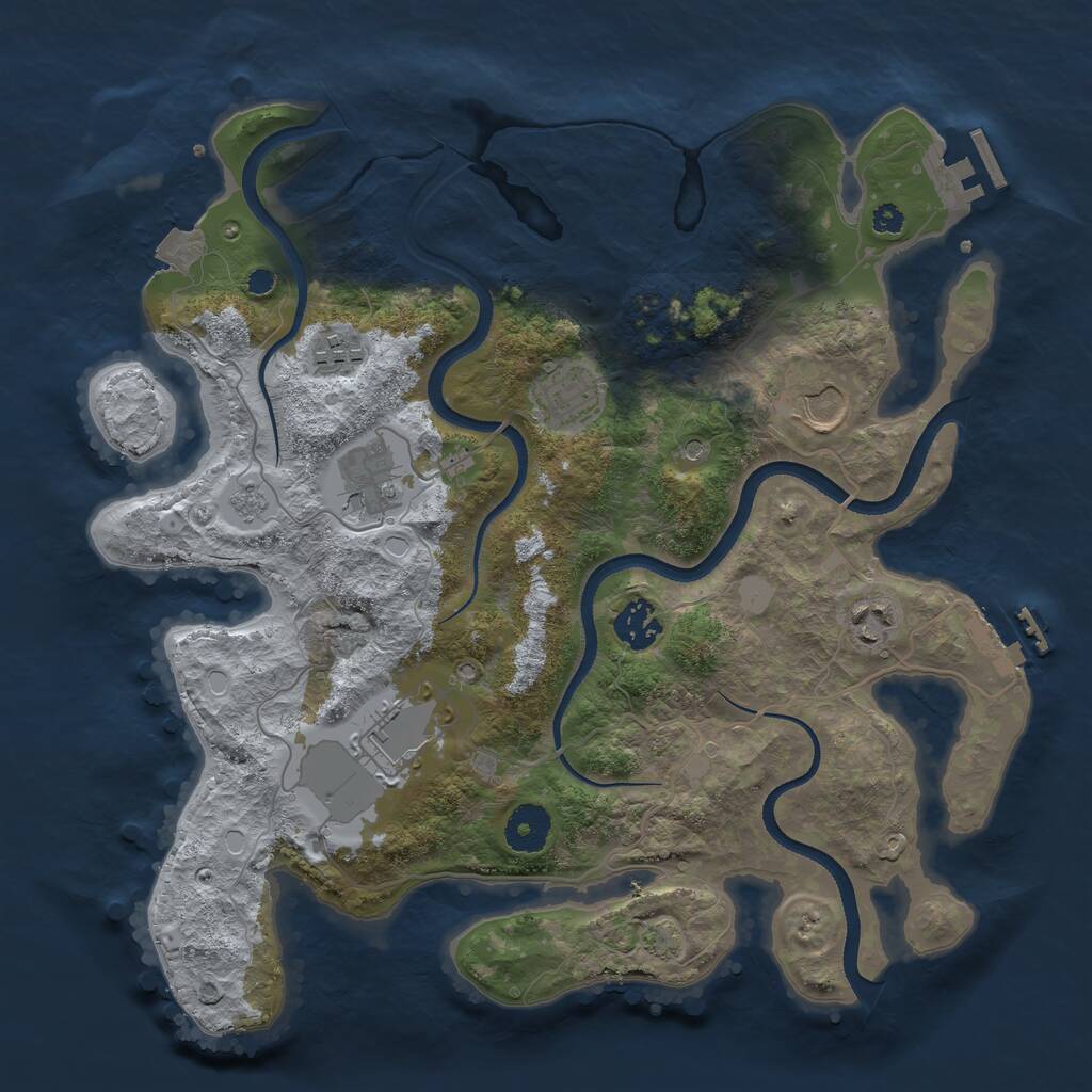 Rust Map: Procedural Map, Size: 3500, Seed: 896774313, 13 Monuments