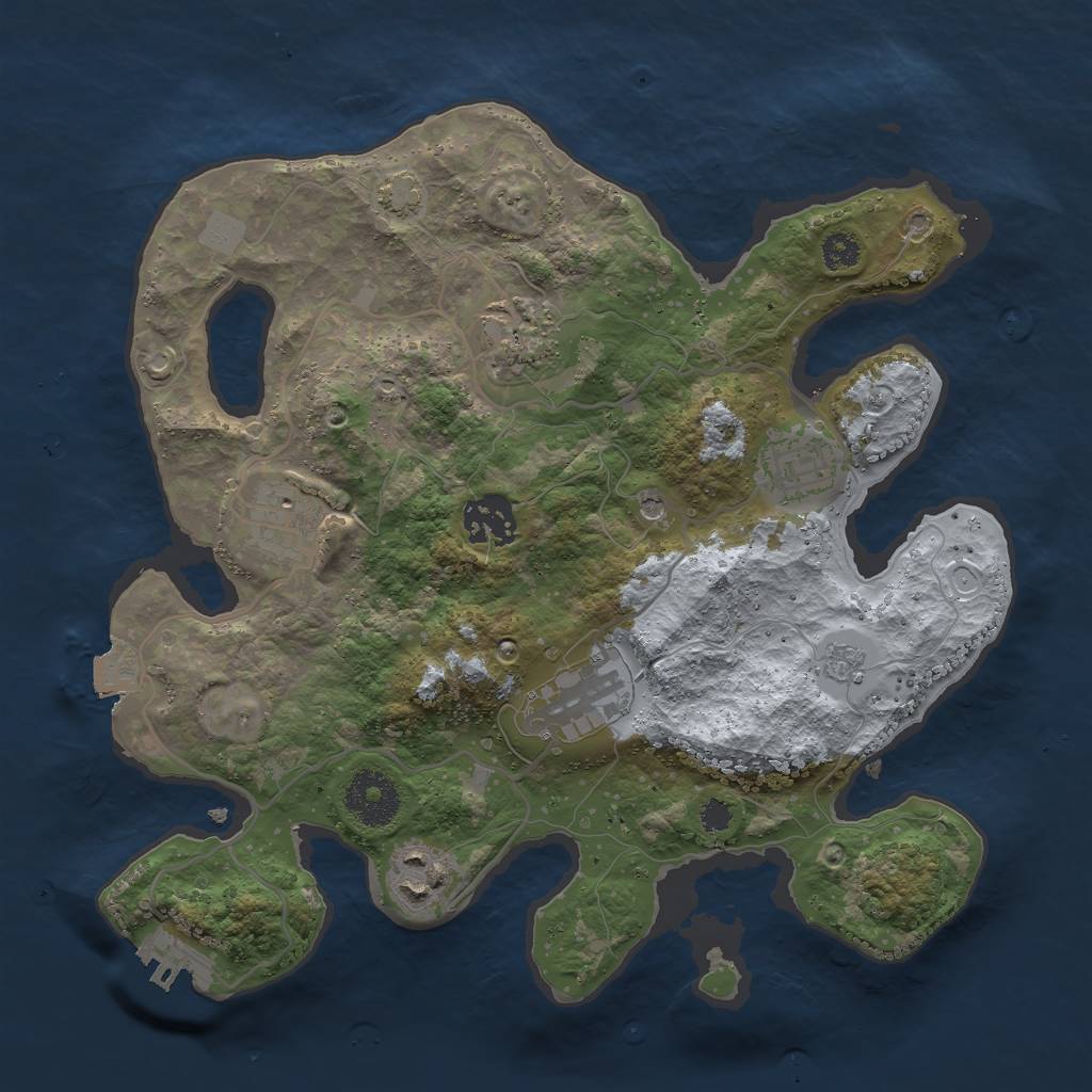Rust Map: Procedural Map, Size: 3000, Seed: 1058071027, 13 Monuments