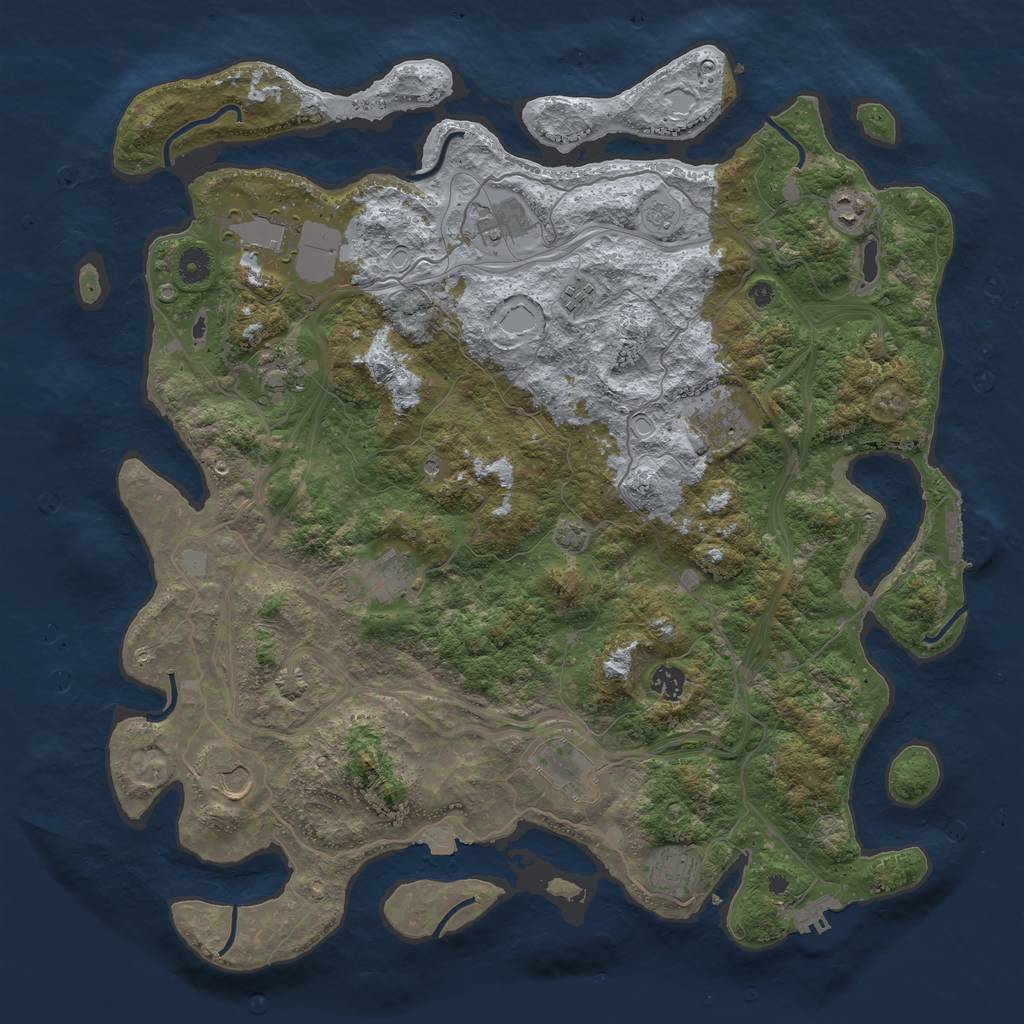 Rust Map: Procedural Map, Size: 4500, Seed: 541862349, 19 Monuments