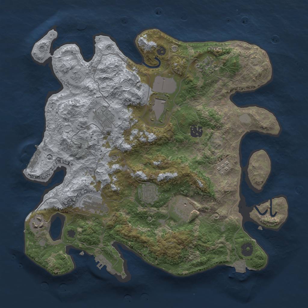 Rust Map: Procedural Map, Size: 3500, Seed: 975084126, 17 Monuments