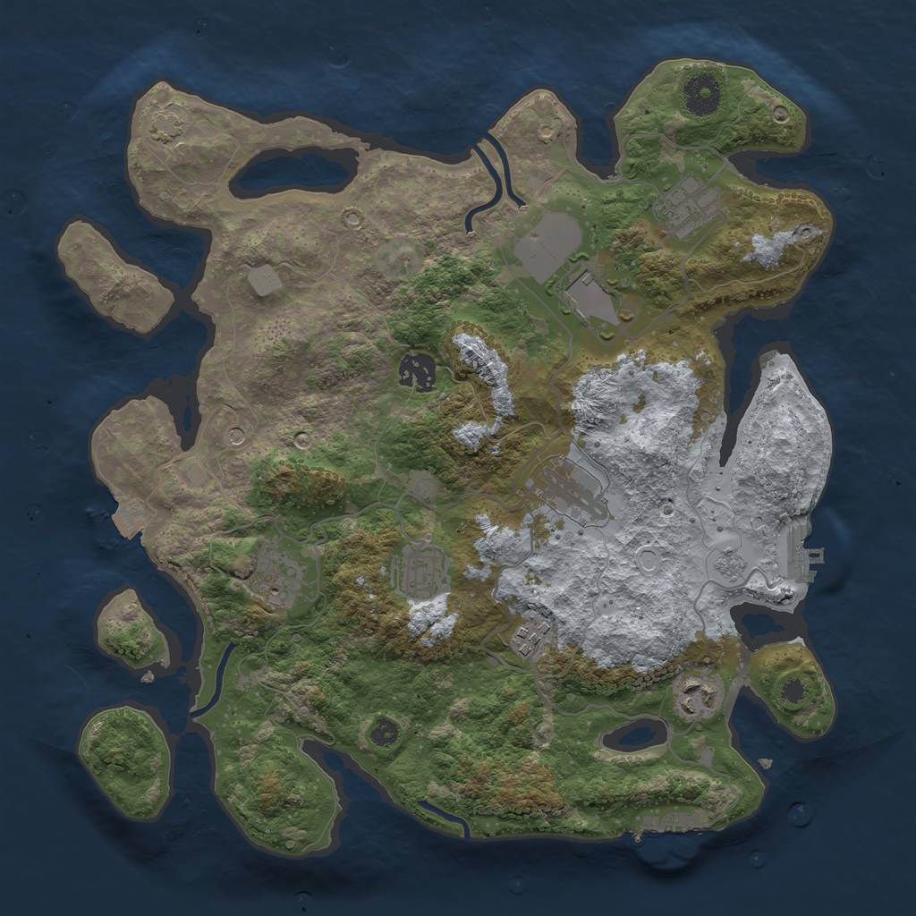 Rust Map: Procedural Map, Size: 3500, Seed: 43717965, 16 Monuments