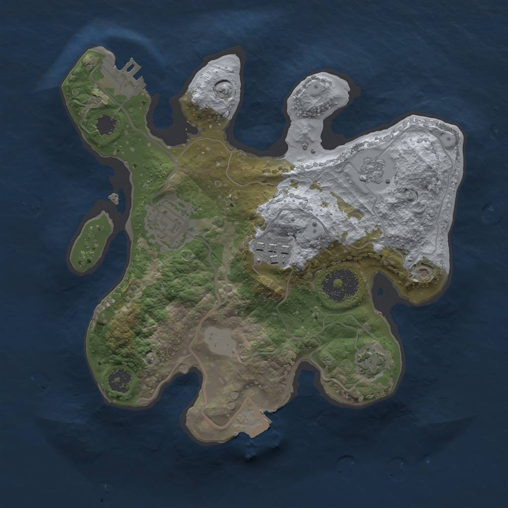 Rust Map: Procedural Map, Size: 2250, Seed: 154286510, 8 Monuments
