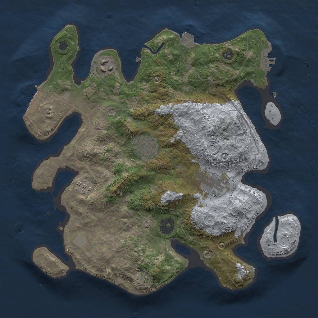Rust Map: Procedural Map, Size: 3000, Seed: 2041673090, 11 Monuments