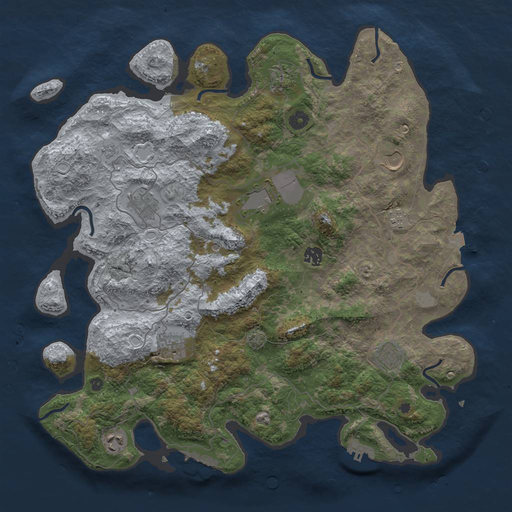 Rust Map: Procedural Map, Size: 4000, Seed: 406713811, 17 Monuments